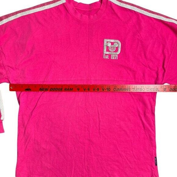 Disney Parks Spirit Jersey Long Sleeve Hot Pink Silver Sparkles Women’s Size M - Picture 7 of 11